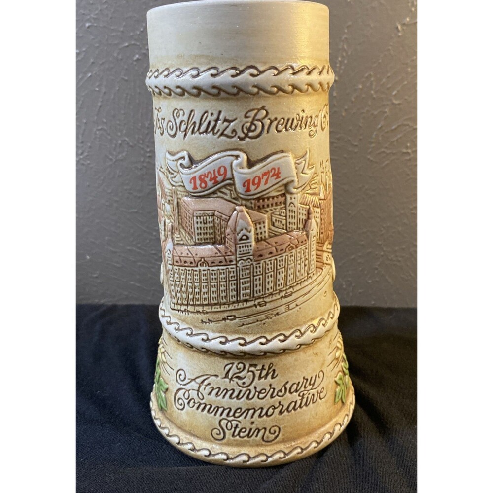 Vintage 1974 SCHLITZ Beer 125th ANNIVERSARY Commemorative Stein Ceramarte BRAZIL